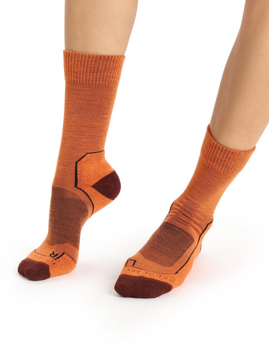 Women's Icebreaker Merino Hike+ Light Crew Socks Flash / Espresso | CA 1523QMAZ